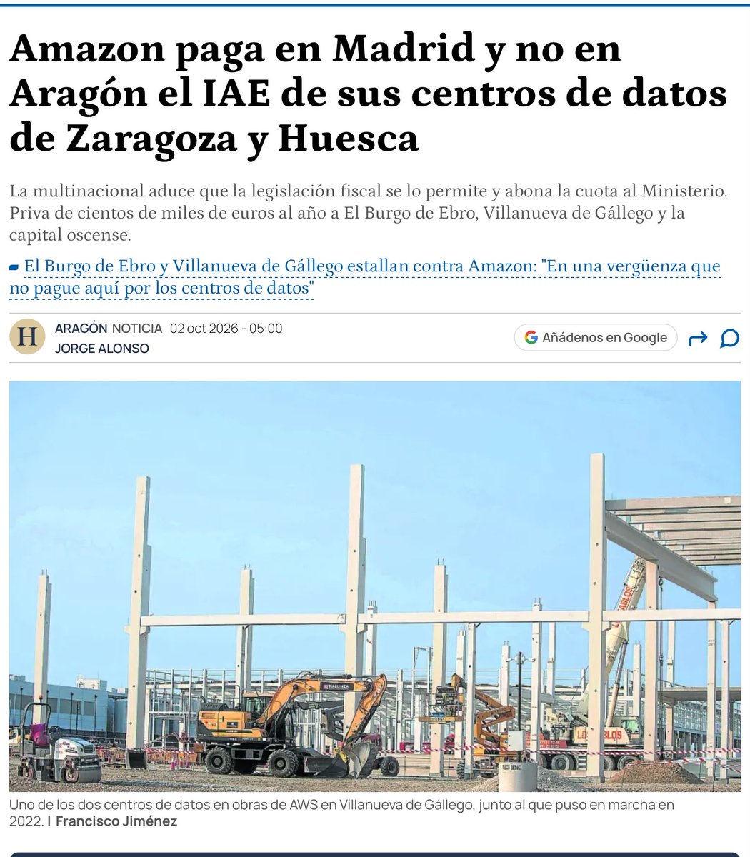 NazionAragon's tweet photo. Se nos ríen el la puta cara, con descaro. El traidor de AZCÓN, el CEO de los Centros de Datos, les prepara los Piga, coloca a su gente, les exime de impuestos que revertirían en los pueblos, nos roba la energía, contaminan y tributan en MADRID! Es un hijo de la gran puta. https://t.co/u4CHD0jfza