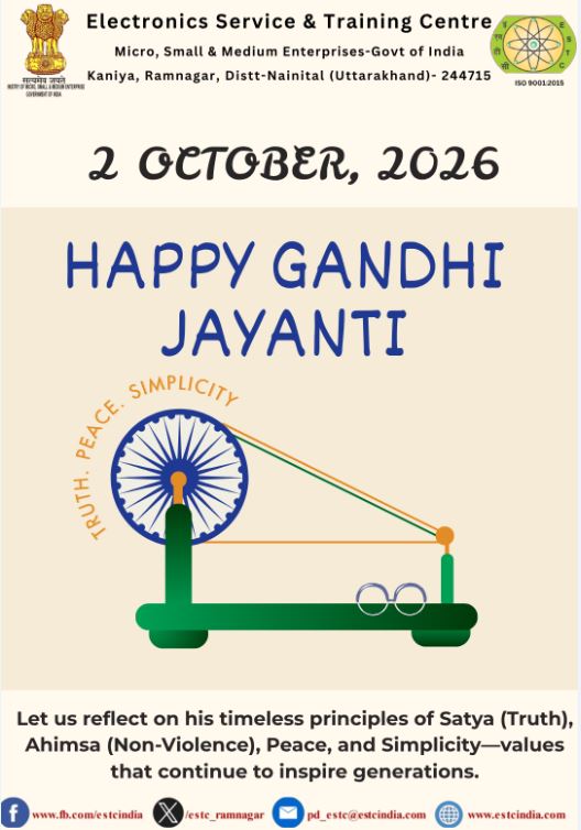 estc_ramnagar's tweet photo. Today, we honour the birth anniversary of Mahatma Gandhi on the occasion of Gandhi Jayanti.
Let us reflect on his timeless principles of Satya (Truth), Ahimsa (Non-Violence), Peace, and Simplicity—values that continue to inspire generations. https://t.co/aI5ducyq2r