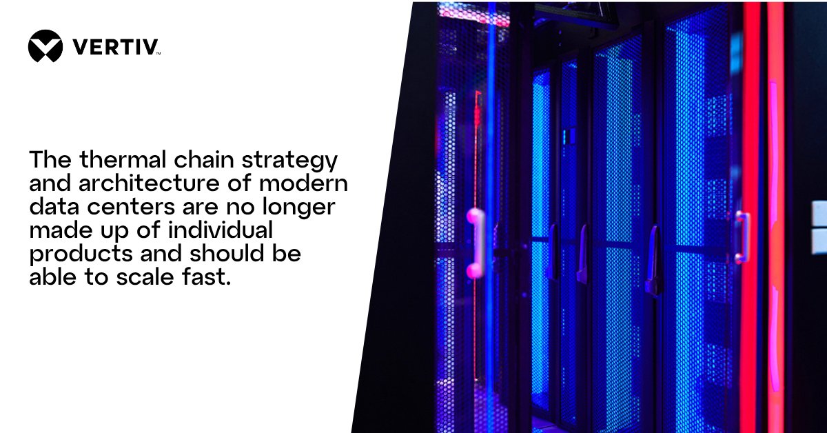 Vertiv's tweet photo. In high-density environments, thermal management can't be assembled from standalone products. Every component is interdependent, and a failure anywhere compromises the entire system. The thermal chain must be architected as a unified system: https://t.co/i9I8j7zVGO

#ThermalChain https://t.co/hPQpFMHRFd