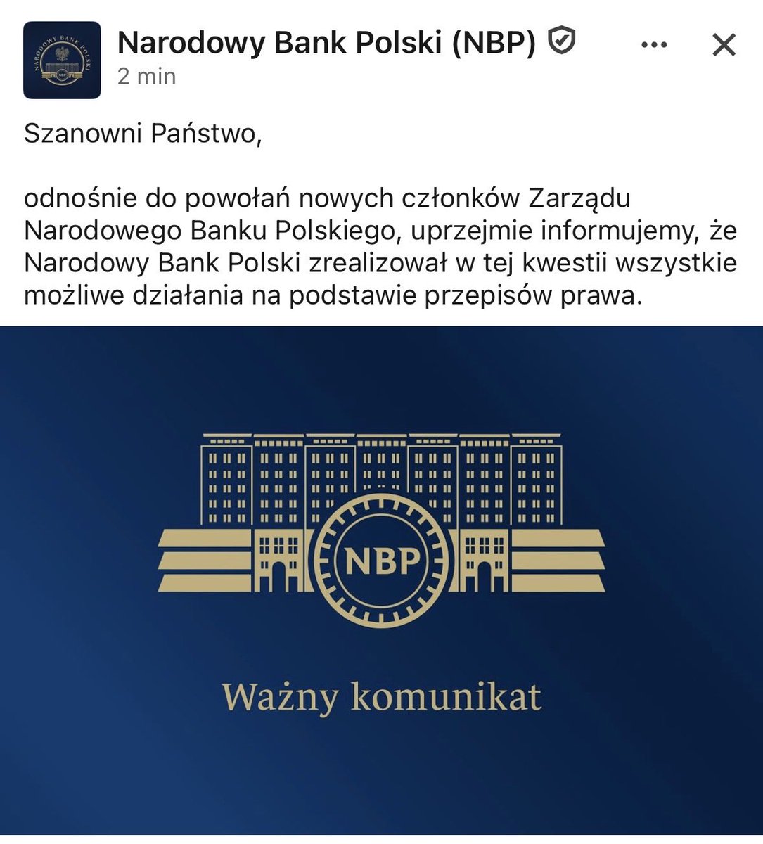 lapinski_pawel's tweet photo. Ależ brawurowy PR-owy manewr ze strony eNBePu.

A tak serio, to bez TK państwo może jakoś działać, bez banku centralnego będzie dużo trudniej https://t.co/IrYelDxibq