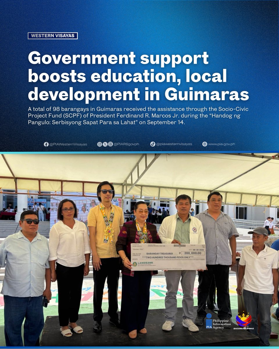 PIAR6govph's tweet photo. Barangay leaders in Guimaras are using government assistance to help students stay in school and address basic needs in their communities.
READ: https://t.co/W9Od3omHmJ
#BawatBarangayMakikinabang
#IntegratedStateMedia
#PIAWesternVisayas
#GetInformed
#InvolveInspireInnovate https://t.co/06kVVFtJiW