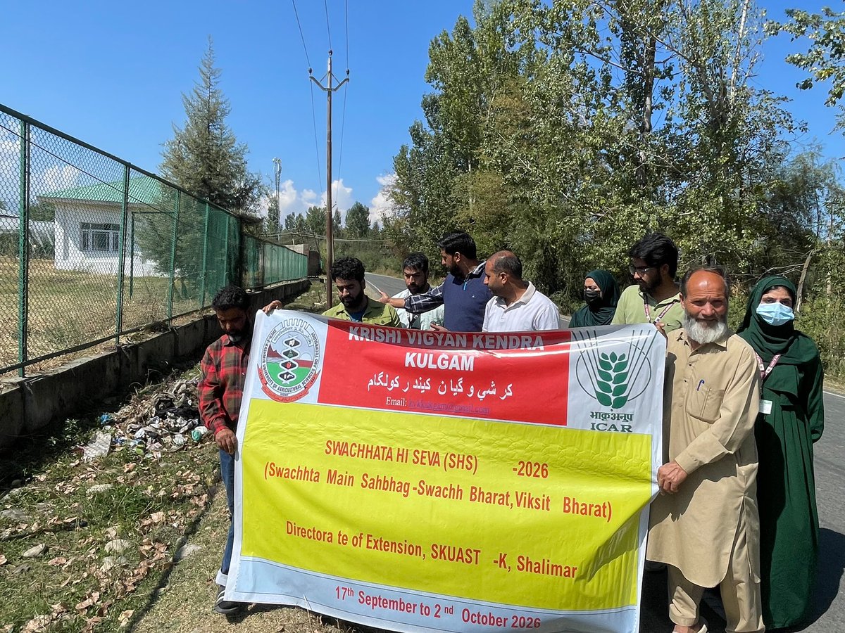 kvkkulgam's tweet photo. As part of the annual Swachh Bharat Diwas celebrations, Krishi Vigyan Kendra (KVK), Kulgam, under the guidance of Dr. Ab Shakoor Khanday (Head KVK-Kulgam) organized an awareness programme on 2nd October 2026. https://t.co/gga9pKDPno
