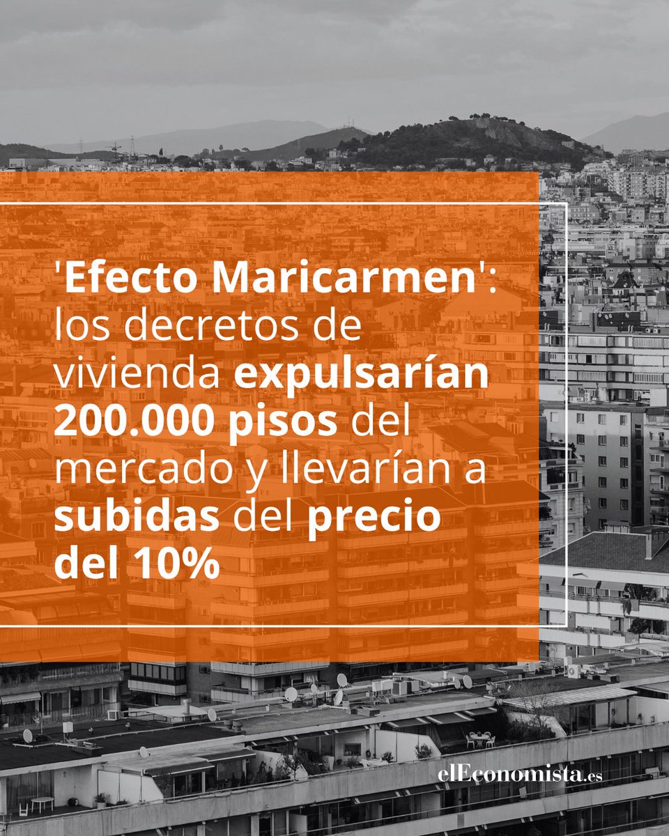 elEconomistaes's tweet photo. 🏚 Nuevos decretos sobre la vivienda podrían retirar 200.000 pisos del alquiler en solo dos años y encarecer las nuevas rentas un 10%.

⚠️ La mayor protección a contratos vigentes perjudicará a quienes buscan emanciparse o mudarse, elevando su coste en unos 1.000 € al año.

Puedes leer esta información en el enlace: https://t.co/NrlVR0US8U

Por @albabbb