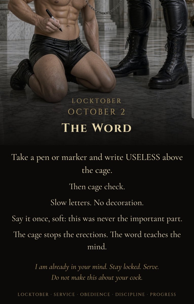 RealPussyMaker's tweet photo. Good morning boys! 
Day 2 of Locktober. How are you doing? 
Here you got today's task for you. 
Submit the tasks checks here or privately to me.
Remember to check my full calendar in this website:
https://t.co/obUxdIo96X https://t.co/iv9rSesaUP