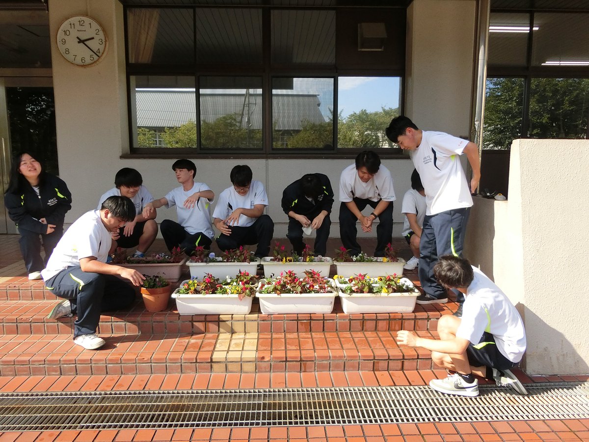aratohighschool's tweet photo. 9月２５日(金)身近な化学の授業の一環として昇降口の花の植樹をしました。これは白鷹町の緑の募金活動の補助金を受けて行いました。たくさんの色とりどりの花が昇降口を鮮やかにしてくれます。また、植樹を行った生徒も心を込めて行うことができました。
総合文化部パソコン班 https://t.co/DMXowKaf58