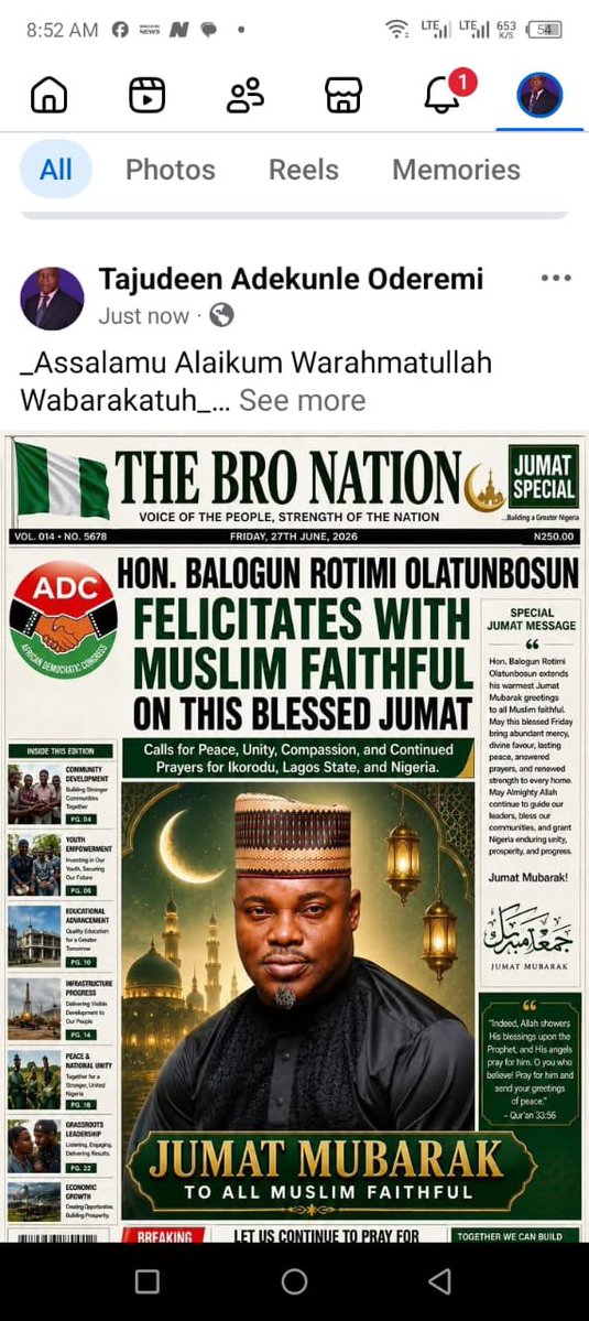 BROforIkorodu's tweet photo. _Assalamu Alaikum Warahmatullah Wabarakatuh_

On this blessed day of Juma’at, I pray that Almighty Allah accepts our prayers, forgives our shortcomings, and grants us peace, health, and prosperity. https://t.co/VngvjqM1Iz