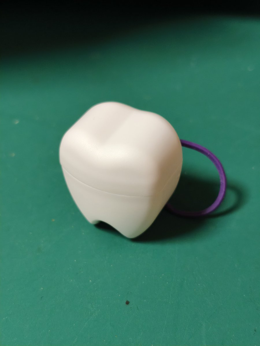 LongGateSnow's tweet photo. 親知らず抜いたやつ貰えた。容器が可愛らしい。 https://t.co/g1QFEWMIoj