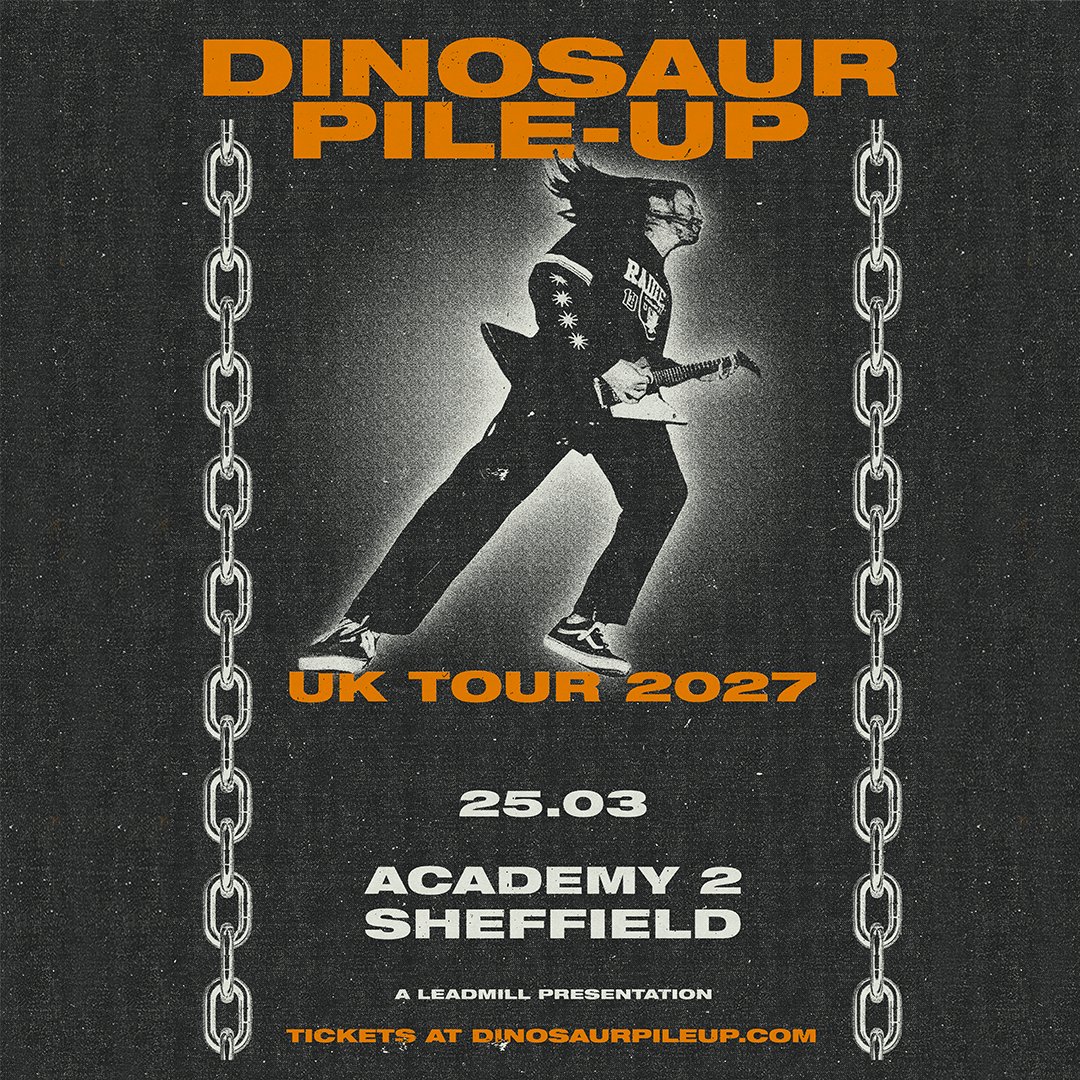 O2AcademySheff's tweet photo. ON SALE: One of the UK’s best grunge-rock bands, @dinosuarpileup return. After a huge year of sold-out shows, a major US tour with A Day To Remember and packed sets at Download they are back in the UK for another run of headline dates.

🗓️ Thur 25 Mar
🎟️ https://t.co/RpTe74ZBlj https://t.co/VvXR0H723R