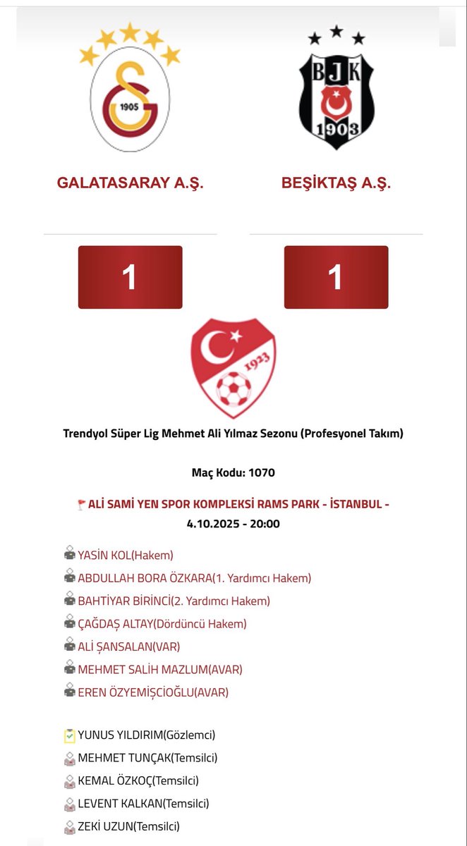 altunterimos1's tweet photo. DERBİ YAZIŞMASI!

Ferhat Gündoğdu ile Yasin Kol arasında hakem ataması için yapılan ve sızan yazışmalar, Galatasaray ile Beşiktaş arasında oynanan derbi öncesi yazışmaları mı? https://t.co/uHb91fCdav