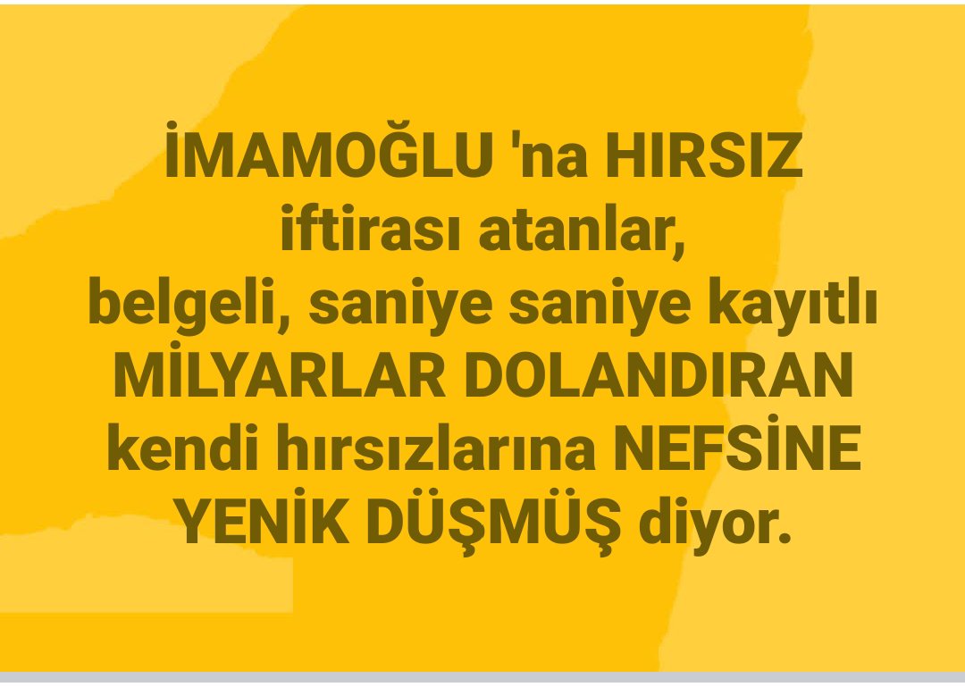 CerenBalparmak's tweet photo. İMAMOĞLU 'na HIRSIZ iftirası atanlar,
belgeli, saniye saniye kayıtlı MİLYARLAR DOLANDIRAN kendi hırsızlarına 
NEFSİNE YENİK DÜŞMÜŞ diyor. https://t.co/o1gbJl5AX9