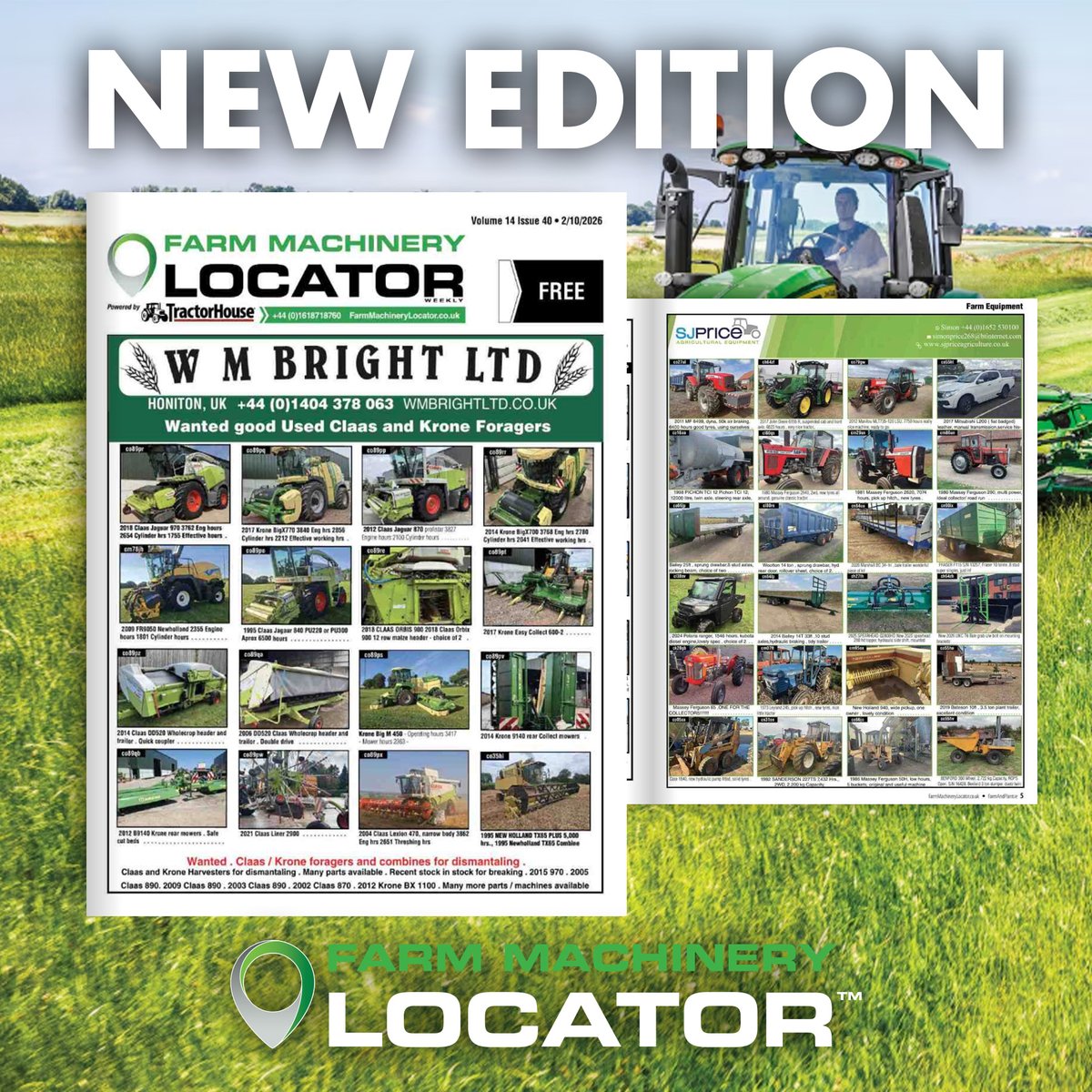 FarmLocator's tweet photo. 🌟 NEW DIGITAL EDITION OUT NOW 🌟
View online now 🔗 https://t.co/VXJYgHS5wv
Check out this week's magazine with W M Bright Ltd on the front cover to promote their used equipment https://t.co/DPTvJLBhlx