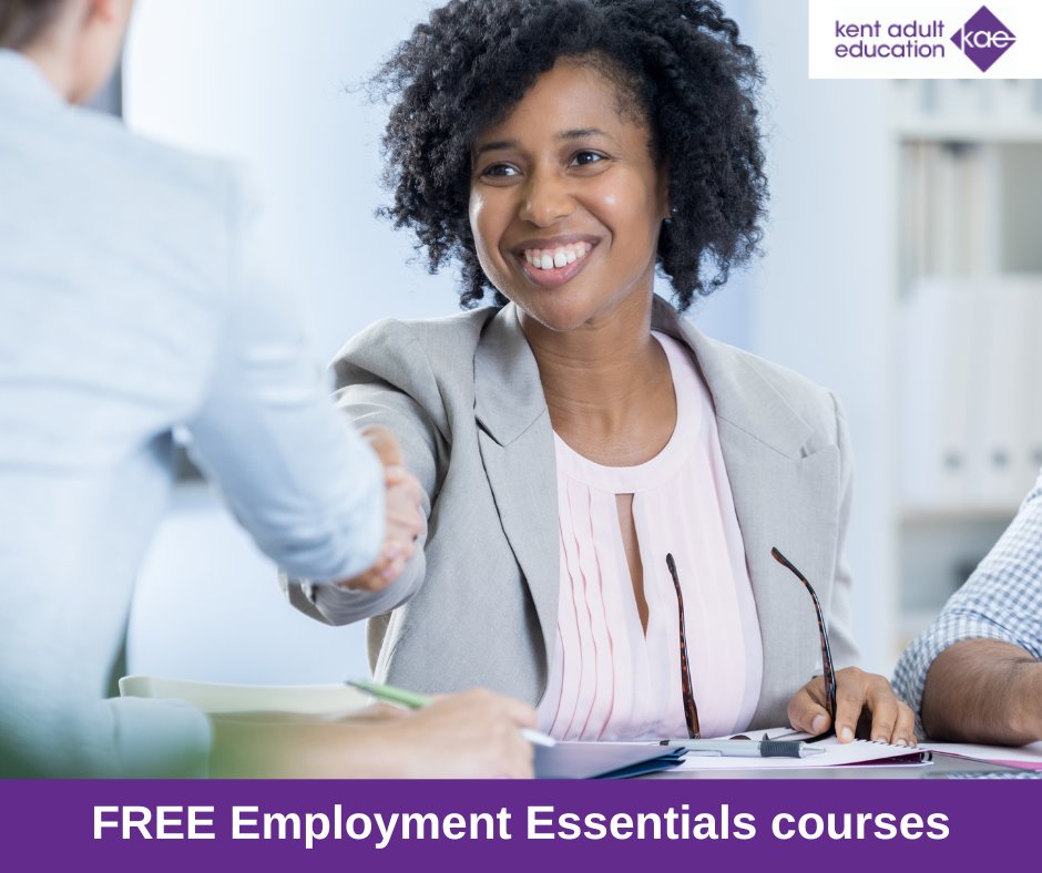 KentAdultEd's tweet photo. Our FREE online Employment Essentials courses can help you gain the skills and confidence you need to succeed in today’s job market
These short courses cover
✅ CV writing
✅ Interview skills
✅ Job searching 
✅ Confidence building and more
Find out more: https://t.co/W9JRHdrITW https://t.co/DgYgi8YcFd