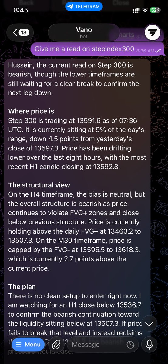 the_realhussein's tweet photo. Spat out a simple read on step index300 and it advised me so well and accurately!
 
Works across various asset classes including the treasury bills, bonds etc. 

#Volatility #deriv https://t.co/Yp7pvyLMTq