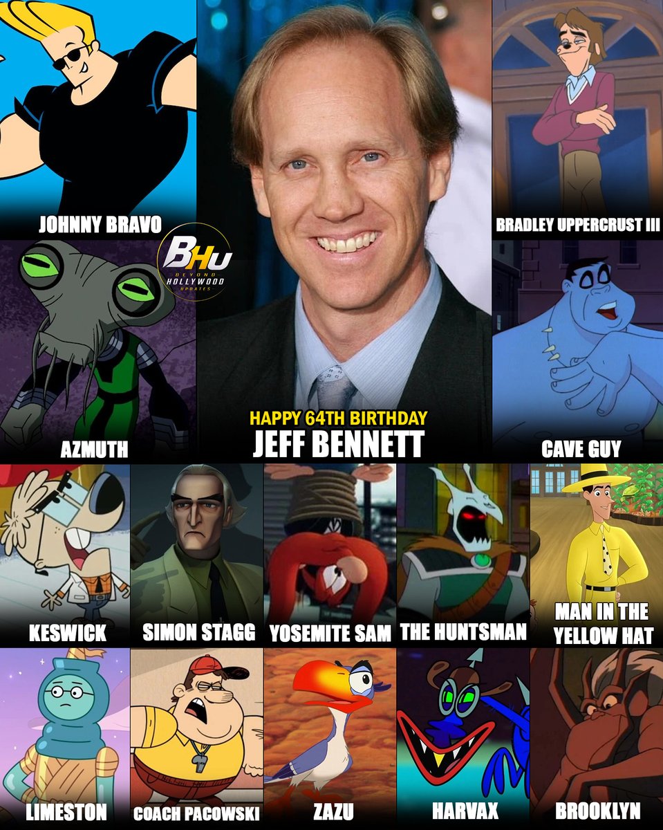 BeyondHUpdate's tweet photo. Happy 64th Birthday to Jeff Bennett — The Voice of Johnny Bravo!

Born October 2, 1962, legendary voice actor Jeff Bennett celebrates his 64th birthday today. Across more than three decades, he has become one of animation’s most prolific performers, lending his voice to characters from Cartoon Network, Disney, Nickelodeon, DreamWorks and beyond.

• Johnny Bravo — Johnny Bravo
• Azmuth / Ghostfreak — Ben 10: Alien Force / Ultimate Alien
• Brooklyn — Gargoyles
• The Man with the Yellow Hat — Curious George
• Keswick — T.U.F.F. Puppy
• Zazu — The Lion Guard
• Kowalski — The Penguins of Madagascar
• Petrie — The Land Before Time franchise
• Dexter’s Dad — Dexter’s Laboratory
• Dr. Hämsterviel — Lilo & Stitch franchise
• Ace — The Powerpuff Girls
• Jonathan Long / Huntsman — American Dragon: Jake Long
• Cave Guy / Candle Jack / Lord Bravery / The Huntsman — Freakazoid!
• Yosemite Sam / Foghorn Leghorn / Nasty Canasta — Looney Tunes: Back in Action
• Coach Pacowski — The Loud House
• Bradley Uppercrust III — An Extremely Goofy Movie

#JeffBennett #HappyBirthdayJeffBennett #JohnnyBravo