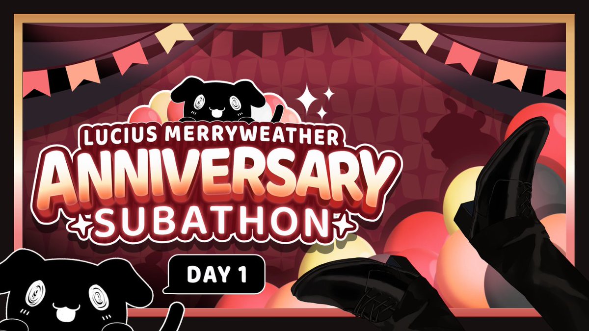 Merrydawg's tweet photo. Lucius Merryweather's 6 Year Anniversary VTuber Subathon ⋆˙⟡NEW OUTFIT⋆˙⟡ Debut Extravaganza Extraordinaire...

... Is starting now!!!
https://t.co/AhcZBbWjWw