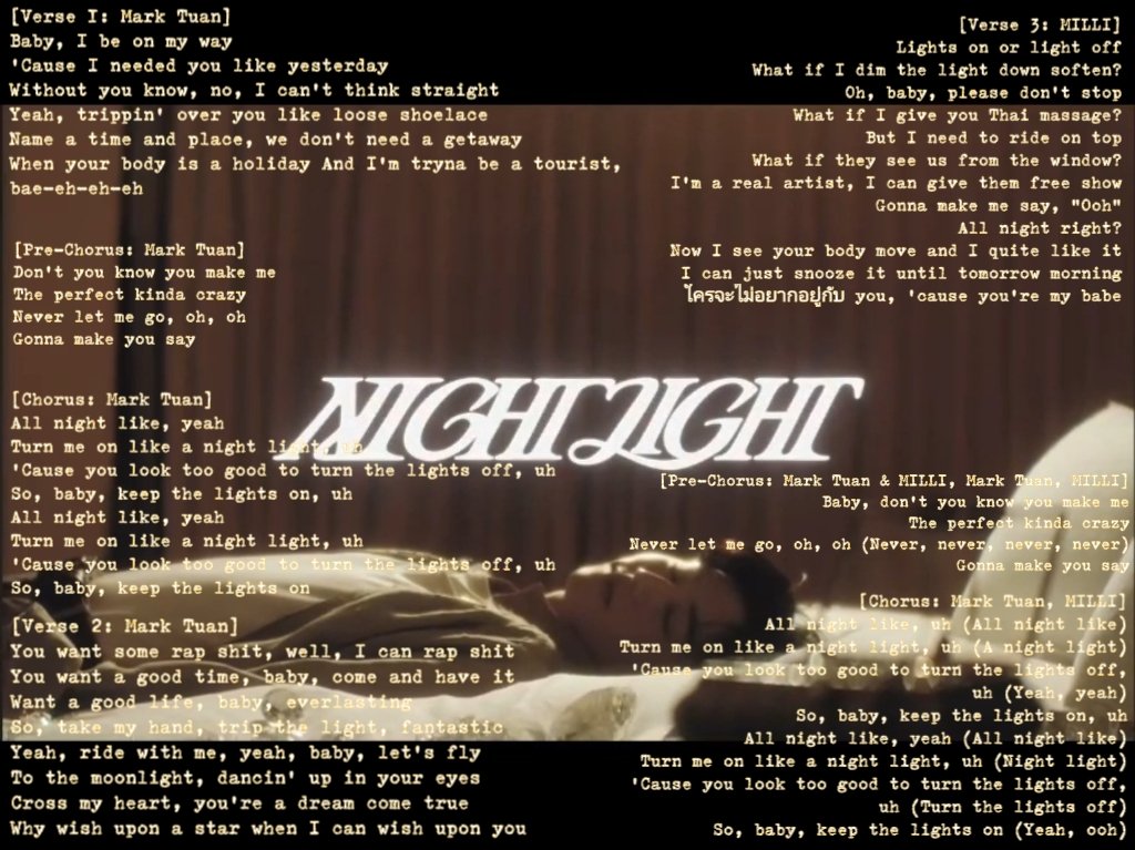waterorange__'s tweet photo. 💡 #NIGHTLIGHT LYRICS 🫣🫣

🔗https://t.co/g1KvLmNoXw

#MarkTuan #Mark #마크 #段宜恩 
@DNAmngmnt @marktuan https://t.co/mdSjz50sDw
