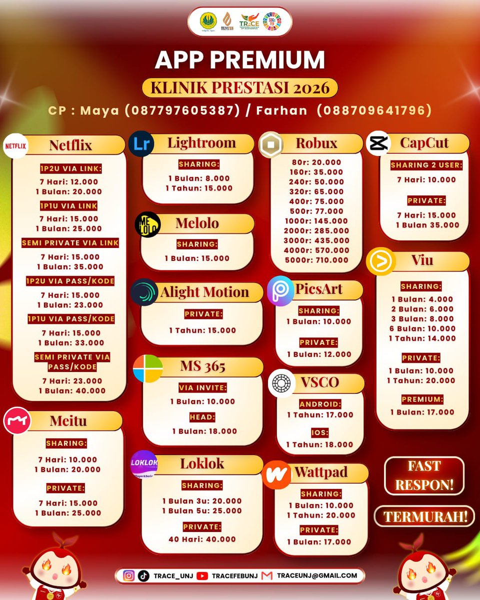 fdlourish's tweet photo. 📢 BUTUH APP PREMIUM? 👀✨

Akses aplikasi premium buat belajar, nugas, produktivitas, sampai hiburan dengan harga yang ramah kantong mahasiswa! 💻📚

✨ Sharing &amp; private tersedia
💸 Harga terjangkau
⚡ Proses cepat
🎯 Banyak pilihan aplikasi https://t.co/dPm0ZlplB5