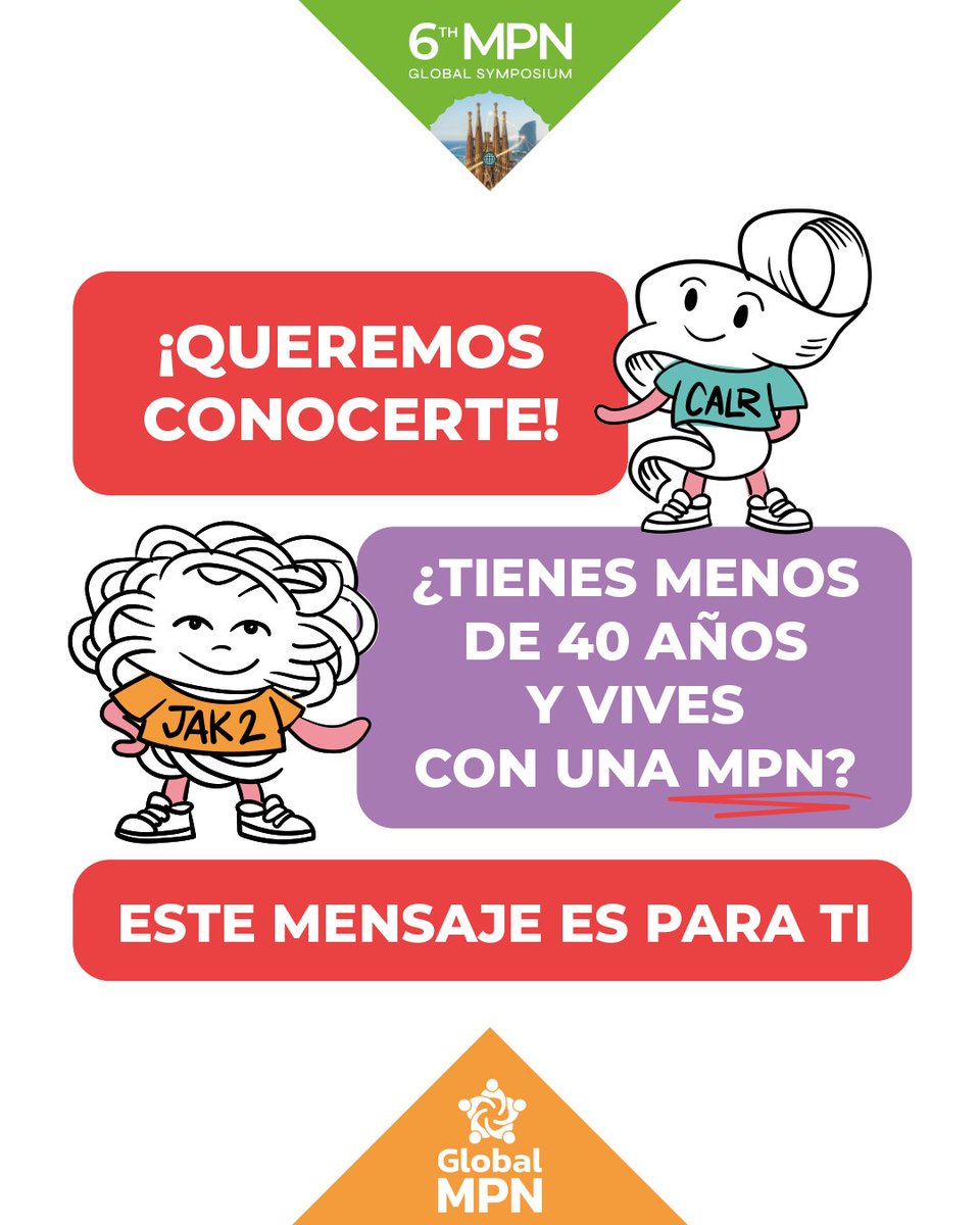 gmpnsf's tweet photo. Under 40 and living with an #MPN?
We would love to meet you at the 6th Global MPN Symposium in Barcelona, 6–8 November. There will be a special space for AYA patients.
📩 info@globalmpn.org
📱 +34 611 59 13 44
🔗 https://t.co/4YJDQ1h8J7
#BuildHopeMPN #AYA https://t.co/lfFb3p01t5