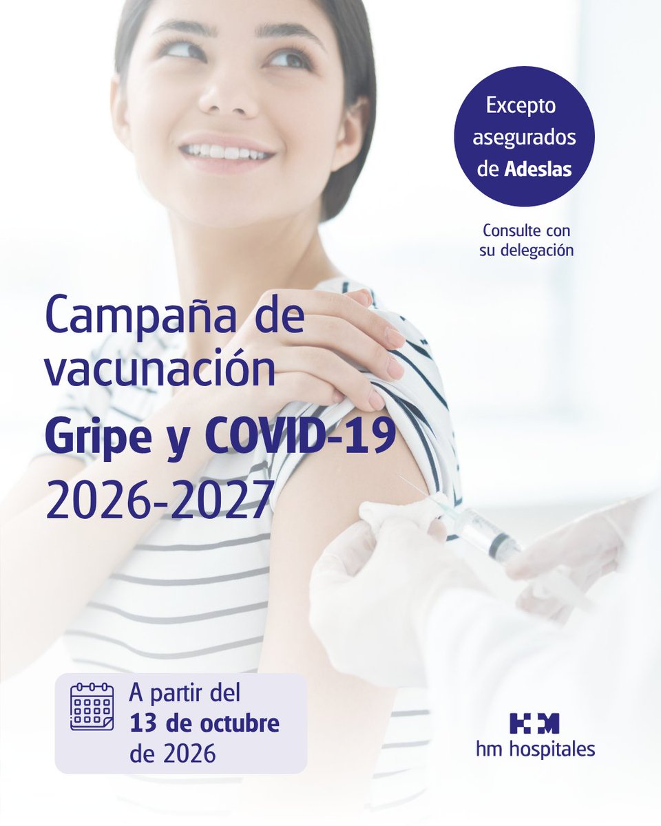 HMStaTrinidad's tweet photo. Campaña de vacunación frente a gripe y COVID-19

Desde el 13 de octubre, para mayores de 60 años y grupos recomendados.

🔹 Adeslas: consultar con su delegación.
🔹 Resto: prescripción médica obligatoria.
🔹 Imprescindible cita previa.

#HMHospitales #Vacunación https://t.co/2L93MroqoO