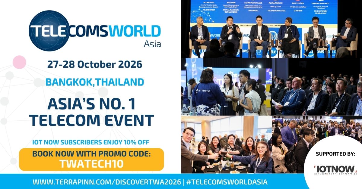 IoTNow_'s tweet photo. As proud partners of @TelcoWorldAsia 2026, we want to make sure you're in the room as Asia's telecom industry comes together for two days of learning, networking and collaboration.

@TelcoWorldAsia brings together 2,000+ telecom leaders, 130+ industry speakers and 100+ exhibitors to explore the opportunities and challenges shaping the future of telecoms. 

From AI & Profit and Data Monetisation to Network Transformation, Cybersecurity and NaaS, the agenda is built around the conversations that matter most.

IoT Now members, your exclusive 10% discount is waiting. Use promo code TWATECH10 when you book your delegate pass.

🎟️ Secure your place today: https://t.co/XVXAVqs8Qt 
See you in Bangkok on 27-28 October 2026!

#TelecomsWorldAsia #Telecoms