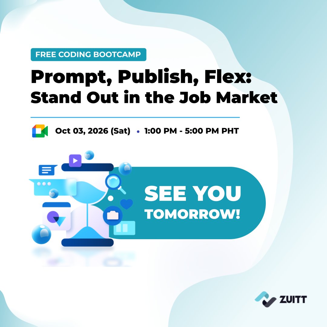 zuittco's tweet photo. All slots are now filled! Please check your email for your registration status. 

Thank you, and see you tomorrow!

#Zuitt #FreeCodingBootcamp #FreeEvent https://t.co/J2h4lUd5Ln
