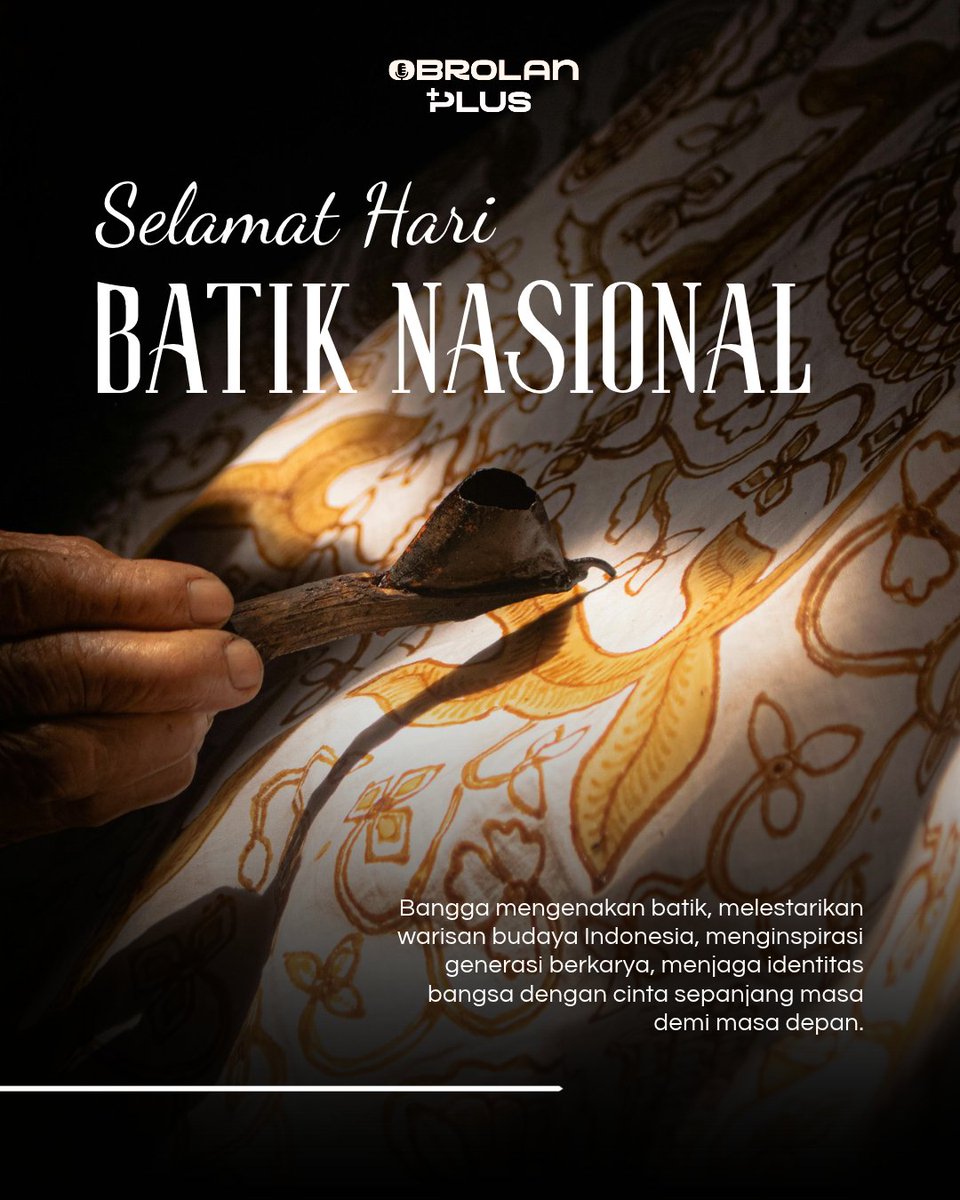 VitgoSeries's tweet photo. Selamat Hari Batik Nasional

Batik adalah bagian dari identitas dan kekayaan budaya Indonesia. Dari tangan para pengrajin hingga dikenakan oleh kita, mari terus jaga warisan ini agar tetap dikenal dan dicintai generasi berikutnya.

Bangga Batik, Bangga Indonesia. https://t.co/ukqgUUQKKF