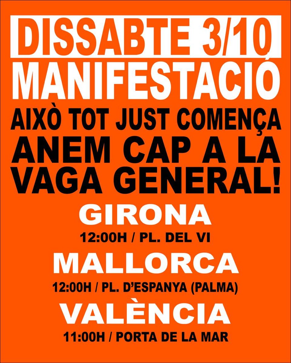 SindicatLloguer's tweet photo. 🔴 Demà dissabte MANIFESTACIÓ a l'Hospitalet del Llobregat (Pl. Pius XII) a les 19:00h

❤️‍🔥 Columnes de sortida des de diversos punts de Catalunya.

👉🏽 També convocatòries a Girona, Mallorca, València i desenes de ciutats més a tot l'Estat. https://t.co/miDjNqSUXV