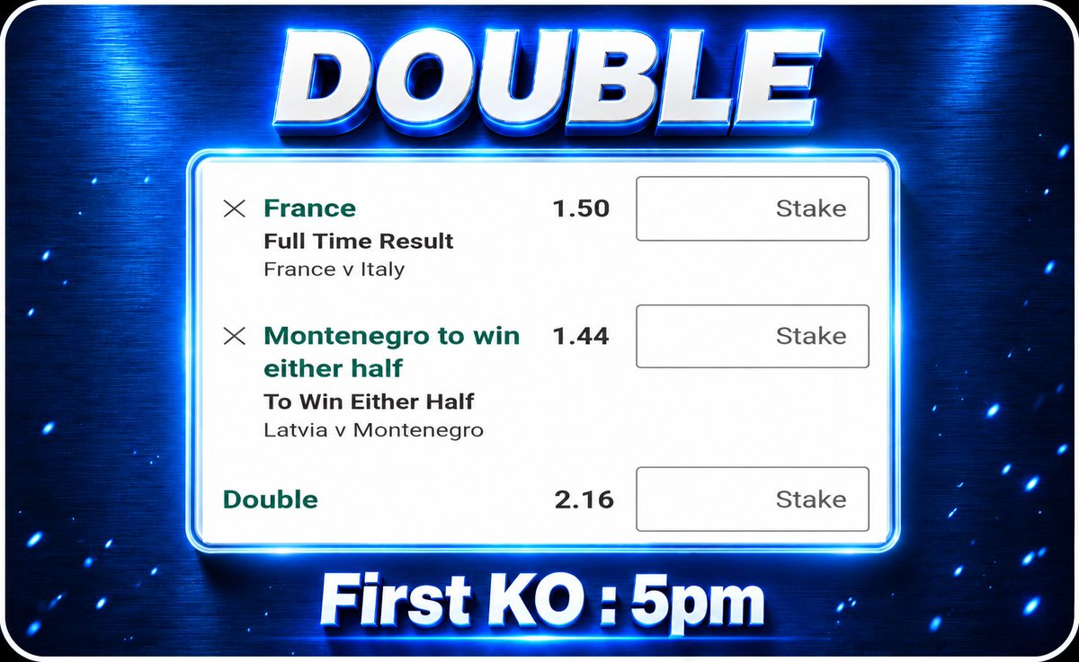 TomWhiteTips's tweet photo. DOUBLE 

@ 2.16

First KO : 5pm

UEFA Nations League 🏆 https://t.co/vBh2fPEuBl
