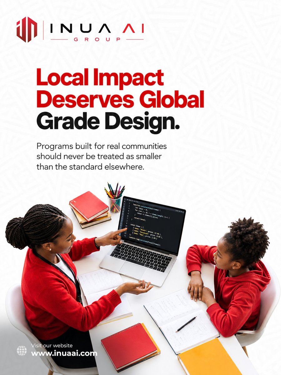 INUA_AI's tweet photo. Community impact should never mean a lower standard. The Foundation builds programs to a global standard. #INUAAIGroup #INUAFoundation https://t.co/eXXNhvWi9e