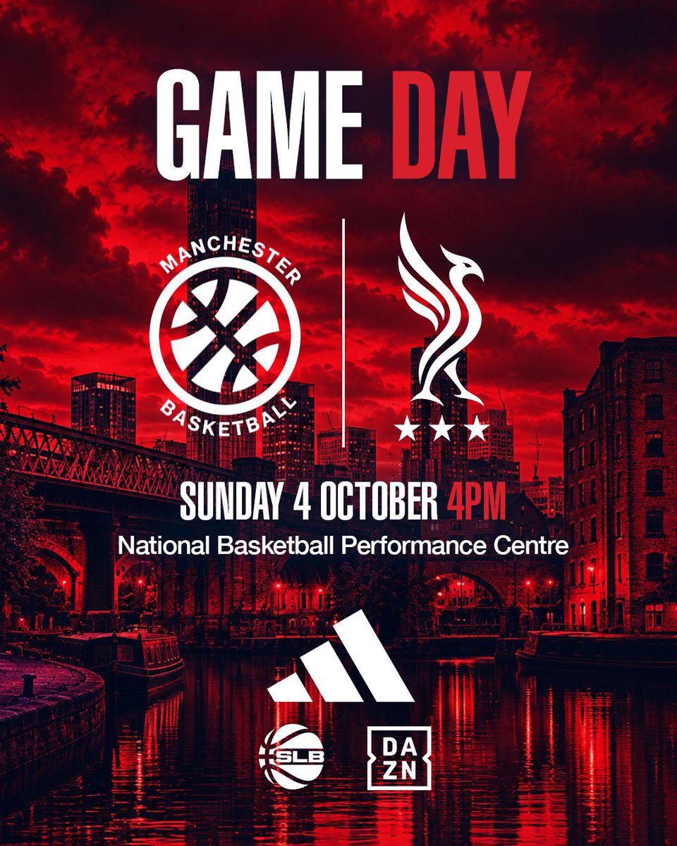 Liverpool_bball's tweet photo. NEXT STOP: MANCHESTER. 

Game 3. Our first trip to Manchester.

🆚 @mcrbball 
📅 Sunday 4 October
⏰ 4PM
📍 National Basketball Performance Centre

Can’t join us on the road? Catch every second, FREE and LIVE on DAZN. ���

#LiverpoolBasketball #OurHomeOurCityOurTeam #adidasBasketball #SLB #gameday