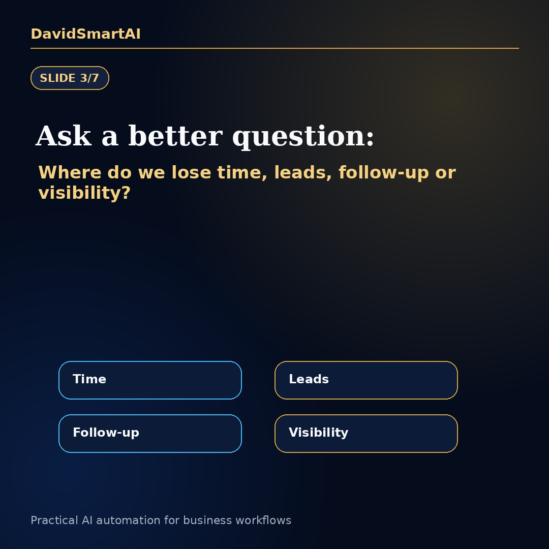 davidsmartai's tweet photo. Your business does not need random AI tools.

It needs a workflow system.

AI becomes useful when it supports real business steps:

enquiries → qualification → follow-up → reminders → reporting → human handoff

That is practical automation, not AI hype.

DM WORKFLOW. https://t.co/loX0gsvFEz