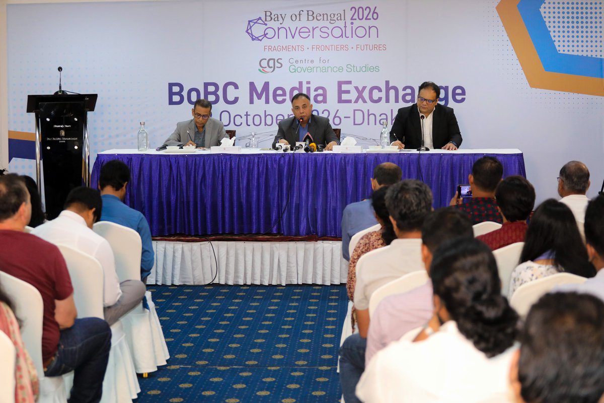 BoBConversation's tweet photo. At today’s press briefing, CGS outlined the agenda for BoBC 2026.
The conference opens tomorrow in Dhaka, bringing together global perspectives on power, technology and trust.
3–5 October | Pan Pacific Sonargaon
#BoBC2026 #CGS https://t.co/92iDfOUZAh
