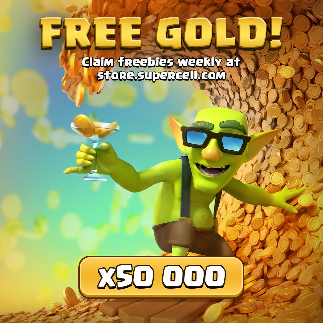 ClashRoyale's tweet photo. Need some Gold? 
Get your 50k at the Supercell Store! https://t.co/uH3KHK9fFM