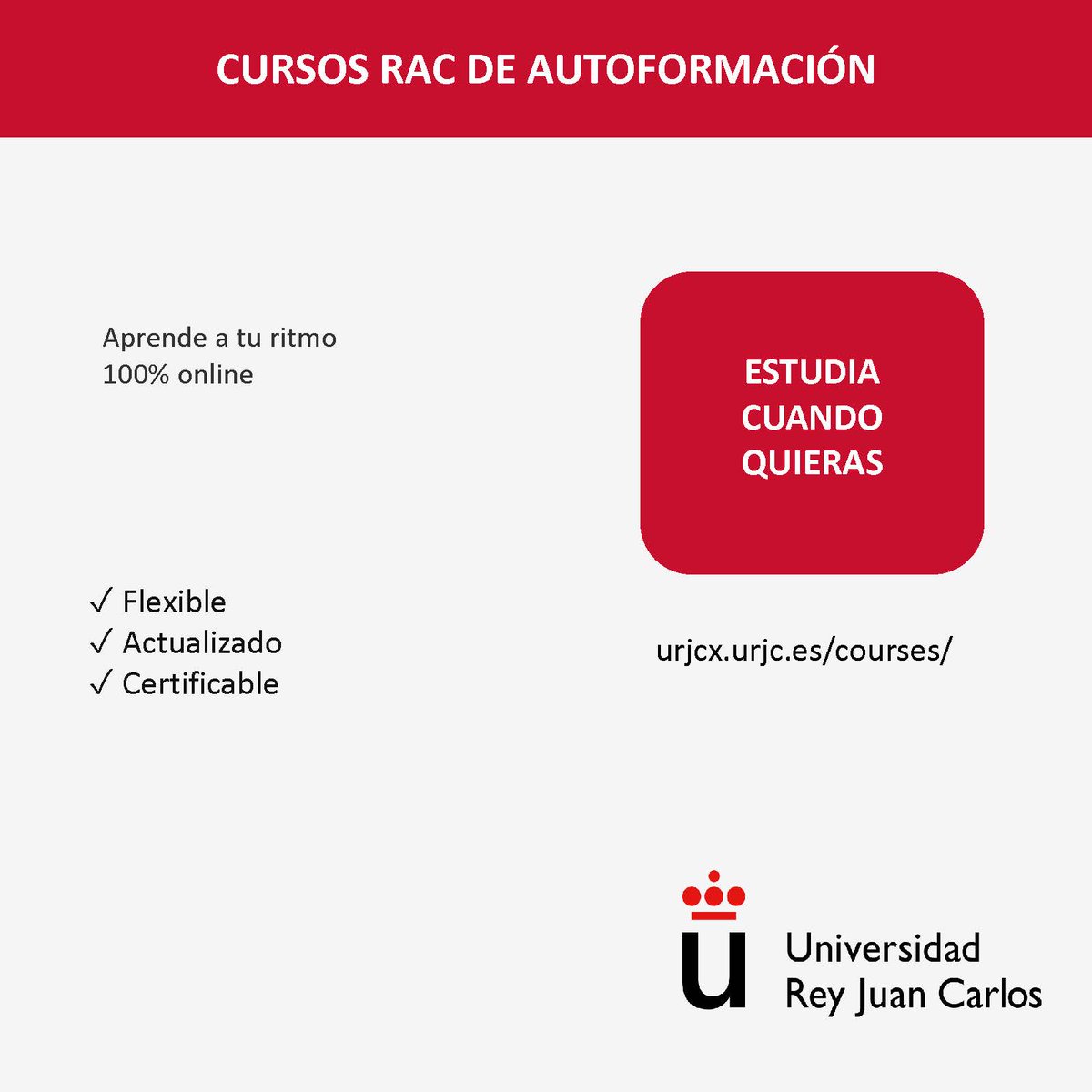 BURJC's tweet photo. Ya están disponibles los cursos RAC de biblioteca. Estudia a tu ritmo y consigue tus certificados de superación.

#formacionburjc #yosoyurjc https://t.co/oCLZ8Y2Iek
