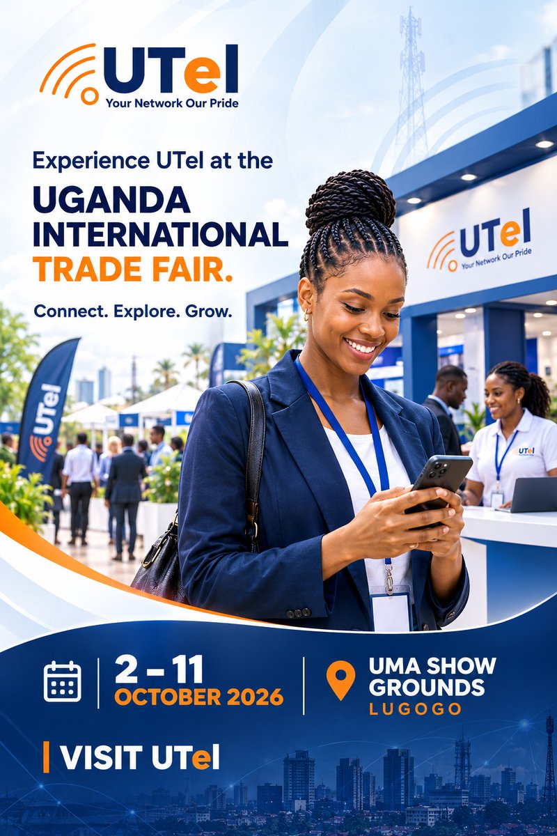 Utcl_ug's tweet photo. The UMA Trade Fair 2026 is here! 🔥 And we are ready to make your experience even more exciting. 

Come visit us at the UMA Show Grounds, Lugogo, from 2–11 October. Discover UTel, connect with us, and experience Your Network, Our Pride. 

Come experience UTel! 

#UTelAtTheFair https://t.co/dbKnnPo7Lm