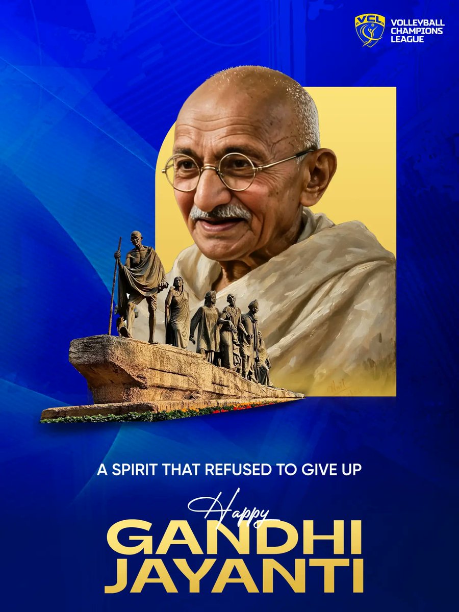 VolleyballLeag's tweet photo. A spirit that refused to give up. A legacy that continues to guide generations. 🇮🇳
Happy Gandhi Jayanti! 🙏
#GandhiJayanti #VCL #VolleyballChampionsLeague #SpiritOfIndia #MahatmaGandhi https://t.co/RCZ46YvAvU