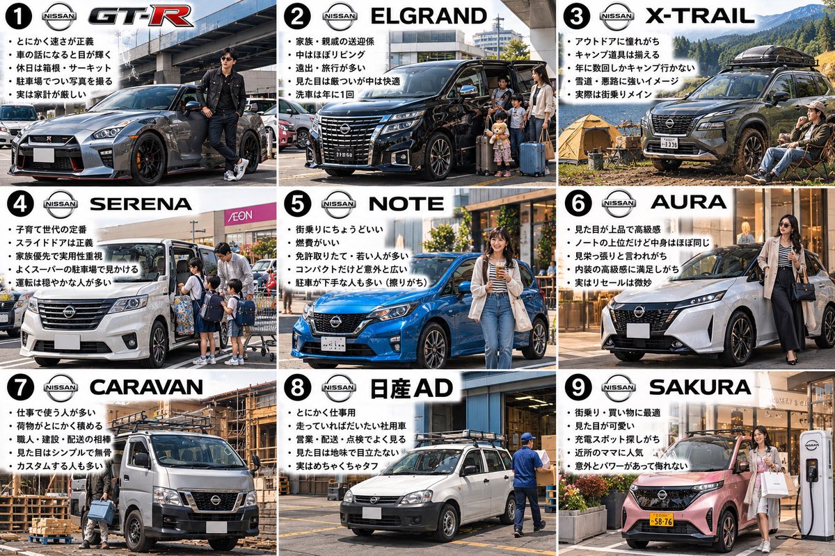 waka_skincare's tweet photo. 異論は認める。

日産車、乗ってる人の偏見。 https://t.co/Ycp1c1vR2G
