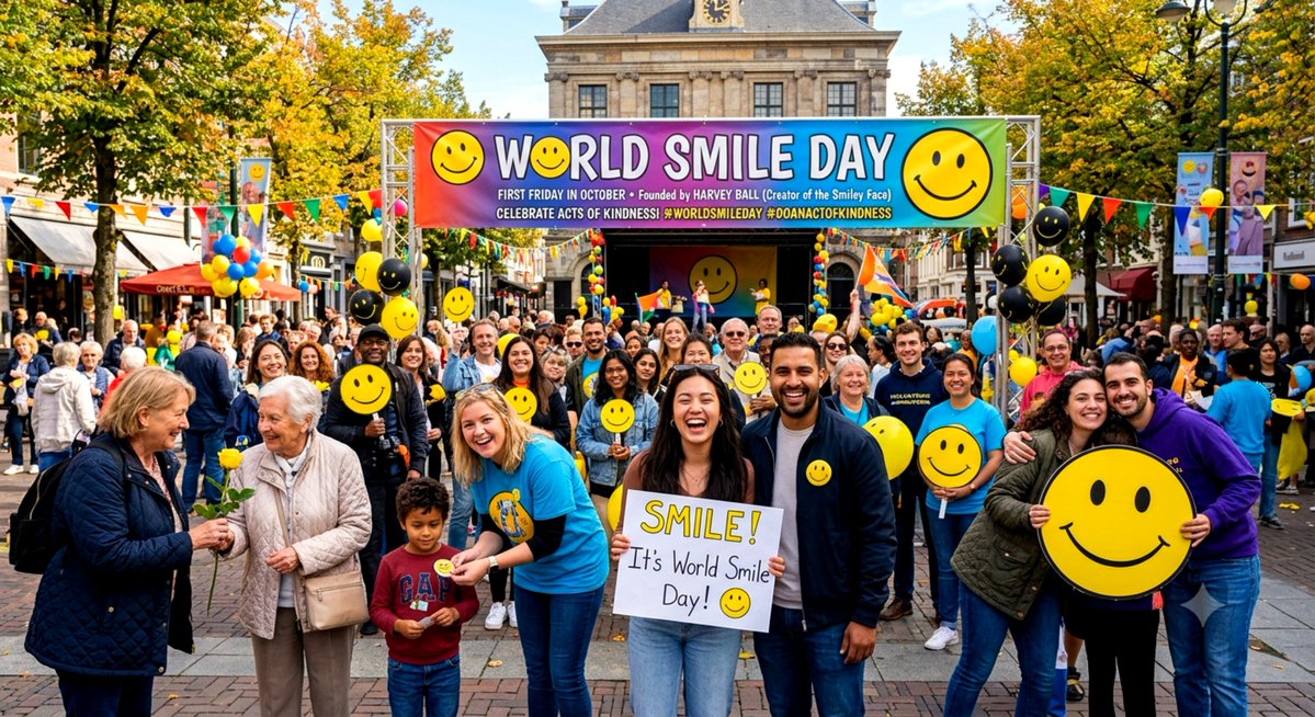 ASHOKJOSEPH0's tweet photo. World Smile Day: 😊
Founded by Harvey Ball (creator of the smiley face) to encourage acts of kindness and bring smiles to people's faces.
#WorldSmileDay #DoAnActOfKindness #SpreadJoy #Indiafact https://t.co/k5M5aAXiZY