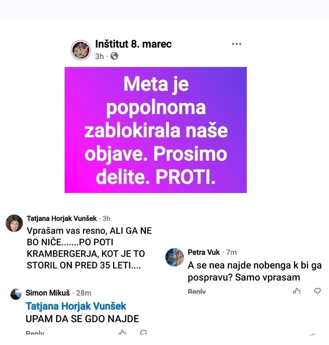 JJansaSDS's tweet photo. Slovenija ima ogromno potencialov za uspešen razvoj in lepo življenje vseh generacij. Dobre ljudi, blagoslovljene s čudovito naravo. Po dolgem času nas noben sosed ne ogroža in dela ter priložnosti je dovolj za vse. 

Žal pa skrajni levici in njeni para vojski v nekaterih levih sindikatih in jurišnih odredih NVO blaginja Slovenije predstavlja grožnjo. Za boj zoper uspešno Slovenijo uporabljajo vsa sredstva. Širijo sovraštvo, nestrpnost, zavist… Sovražni govor je do skrajnosti instrumentaliziran.

Spodaj v 3 slikah jurišniki to sami nazorno prikazujejo.

Smo različni in v demokraciji je soočanje mnenj ter iskanje najboljših rešitev gibalo napredka. Nikakor pa k napredku ne prispeva tekmovanje v širjenju sovraštva. Nasprotno.

Ustvarja se ozračje pogroma, ki vodi v fizično nasilje in teror, kakršnega vidimo na ulicah francoskih in nekaterih drugih evropskih mest. V teror nacional socialistične kristalne noči in v teror tiste vrste, zaradi katerega se za 79.000 pobitih in izbrisanih Slovencev šele po 80 letih urejajo matične knjige.

Ali kot je rekel pesnik: Spet prelivajo črnilo za neko novo zlo…

Naš odgovor bo prišel na referendumih in lokalnih volitvah. Naše orožje proti sovraštvu in ZA uspešno Slovenijo je NAŠ glas. Najmočnejše orožje demokracije. Pogasimo sovraštvo. #nipopuščanja #4XZA