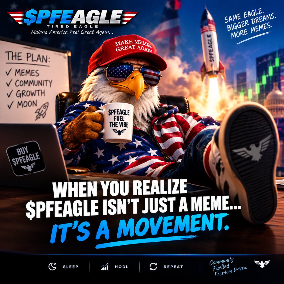 Vih_ktoralt's tweet photo. @zerohedge Me: I’m done buying memecoins.

$PFEAGLE: 🦅

Me: …how much is left in my wallet?

$PFEAGLE got that “just one more buy” effect. https://t.co/4SUewF7OBQ