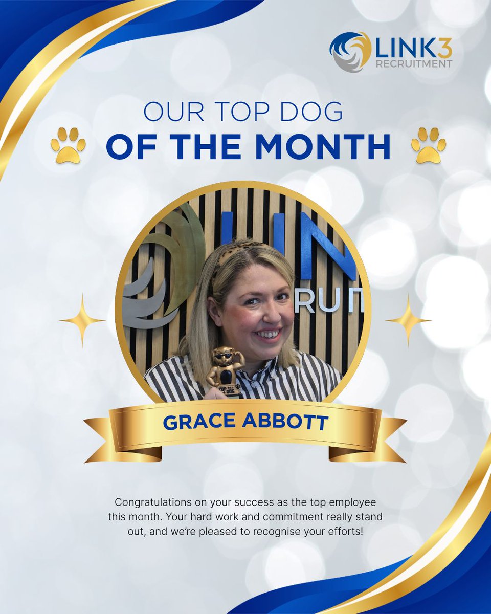 Link3Rec's tweet photo. Grace has only recently joined the team, and she's absolutely smashing it! ✨

It’s been brilliant seeing her settle in and make such a positive impact from the get-go.

A very well-deserved recognition, congratulations, Grace! 🎉 https://t.co/nybjS3NxyQ