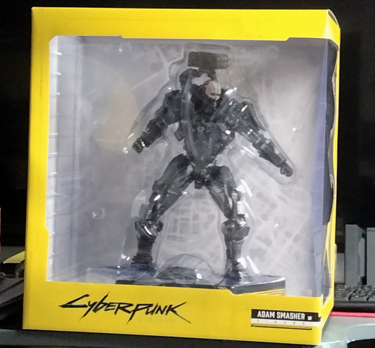 SparrowHilt's tweet photo. Day 1: One of my favourites ever, the Adam Smasher statue that dominates my desk and watches me work https://t.co/cWja4Ptd3u