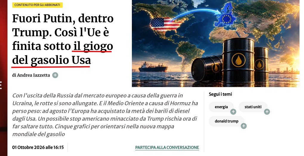 durezzadelviver's tweet photo. In realtà è un giogo che l'Europa si è messa da sola, chiudendo 40 raffinerie in quindici anni. https://t.co/yQ0mEE8U1G