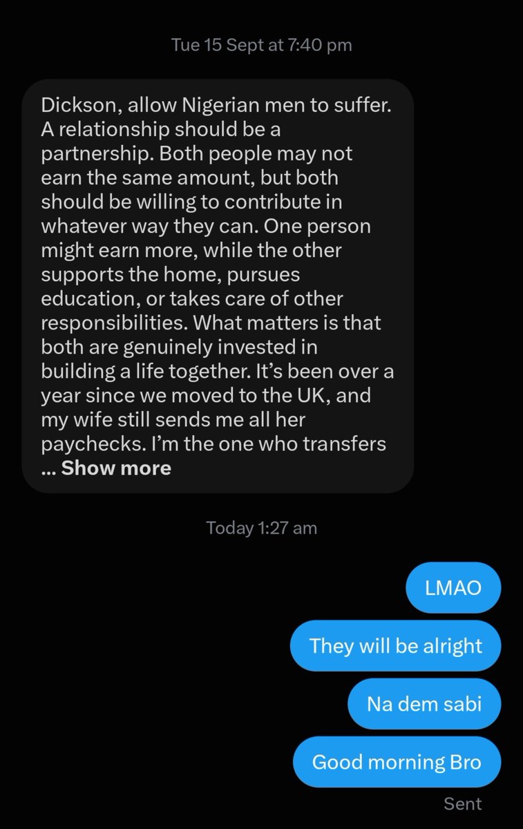 Wizarab10's tweet photo. I didn't even see the message since. Continue shouting "marry first" when your mates are marrying well.

 Again, na you know wetin you marry. https://t.co/S6pmfqcPnm