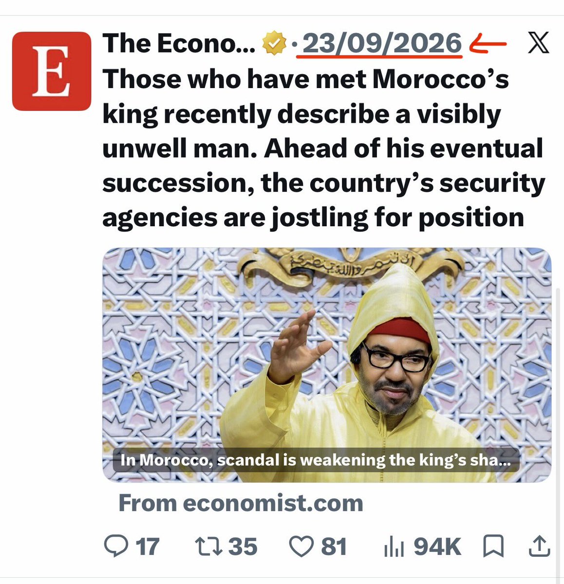 Simo__Ben's tweet photo. Check how many times the economist published this poor article‼️

The economist used to be a respected source of global politics &amp; business news.

Now it’s just a lazy propaganda machine practicing churnalism instead of serious journalism. https://t.co/6wHNtlkn3U