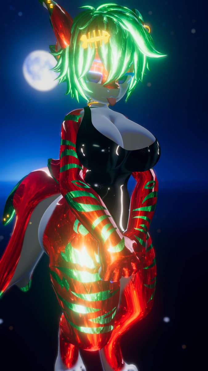 ShinseiVeyra's tweet photo. Under the moonlight, Christmas colors shine brighter, turning the night into a little dream of red and green. ❤️💚

月明かりの下で、クリスマスの色��輝きを増し、赤と緑の小さな夢が夜を彩る。🌙✨

#VRChat #VRChatPhotography https://t.co/0Rg1nZtmJc