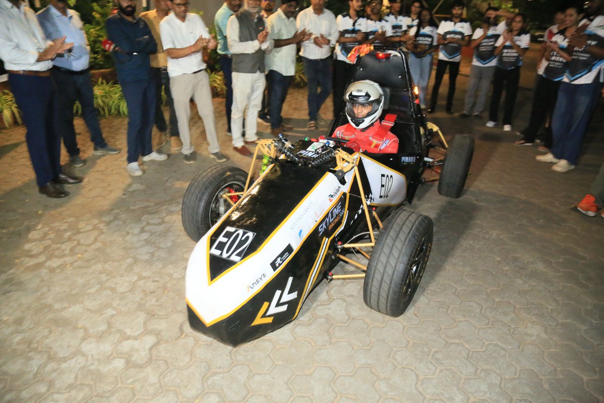 KIITUniversity's tweet photo. We at KIIT are proud to present Pinaka, our latest electric Formula One-style racing car, engineered and built by the talented students of KIIT Deemed to be University.

Developed by the Skyline Racing Team, Pinaka is designed for performance, efficiency and safety, featuring a lightweight aerodynamic chassis, a 3 kW electric powertrain, a self-designed lithium battery pack and an advanced thermal management system.

Built for the Track. Engineered for Performance.

With a targeted top speed of 100 km/h and a range of up to 120 km, Pinaka integrates a high-voltage electrical safety system, optimised battery placement for a lower centre of gravity, and an ergonomically designed driver cockpit for enhanced comfort, visibility and control.

The team is all set to take Pinaka to the Buddh International Circuit, Noida, from 8–12 October 2026, where engineering teams from across India will compete in an Electric Vehicle Design and Manufacturing competition.

From the classroom to the racetrack, our students are engineering the future of mobility.