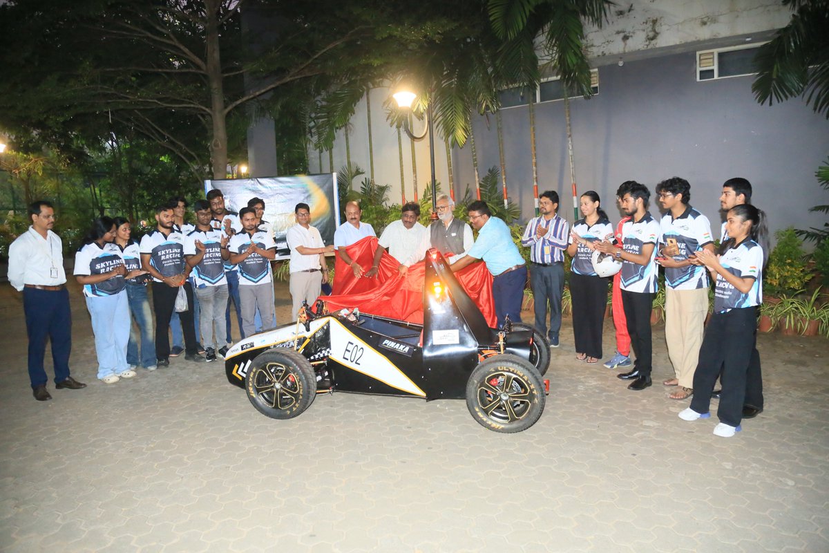 KIITUniversity's tweet photo. We at KIIT are proud to present Pinaka, our latest electric Formula One-style racing car, engineered and built by the talented students of KIIT Deemed to be University.

Developed by the Skyline Racing Team, Pinaka is designed for performance, efficiency and safety, featuring a lightweight aerodynamic chassis, a 3 kW electric powertrain, a self-designed lithium battery pack and an advanced thermal management system.

Built for the Track. Engineered for Performance.

With a targeted top speed of 100 km/h and a range of up to 120 km, Pinaka integrates a high-voltage electrical safety system, optimised battery placement for a lower centre of gravity, and an ergonomically designed driver cockpit for enhanced comfort, visibility and control.

The team is all set to take Pinaka to the Buddh International Circuit, Noida, from 8–12 October 2026, where engineering teams from across India will compete in an Electric Vehicle Design and Manufacturing competition.

From the classroom to the racetrack, our students are engineering the future of mobility.