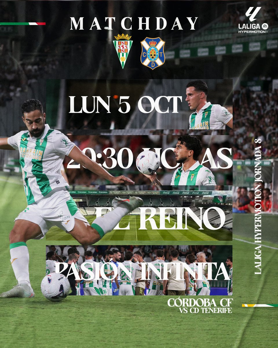CordobaCF_ofi's tweet photo. 😀 𝐃Ɩ́𝐀 𝐃𝐄 𝐆𝐋𝐎𝐑𝐈𝐀... 💚🎶
⚽️#CórdobaTenerife 
📈 J.8 #LaLigaHypermotion
⏰ 20:30 h
🏟️ Bahrain Victorious Nuevo Arcángel
🎟️Entradas en #TaquillasCCF y https://t.co/JuPmWtmFGd https://t.co/PByA1f4RIc
