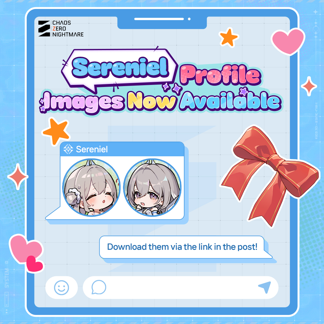 CZN_Official_EN's tweet photo. Sereniel Profile Images Now Available! 🎀☀️

We’re releasing images featuring Sereniel's new look!
Feel free to download and use them however you'd like! ❤️

⬇️Download Here
https://t.co/Iv9QO1fHbg

#CZN #ChaosZeroNightmare https://t.co/bNAHYyH90x